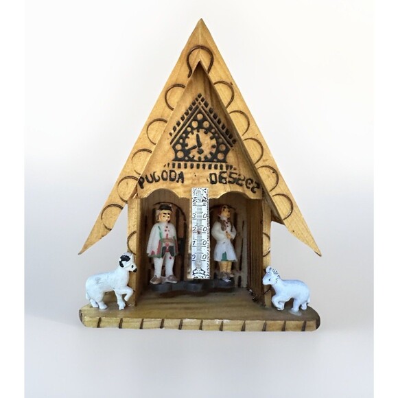 Vintage Romanian Folk Art Wooden Weather House - Picture 1 of 16